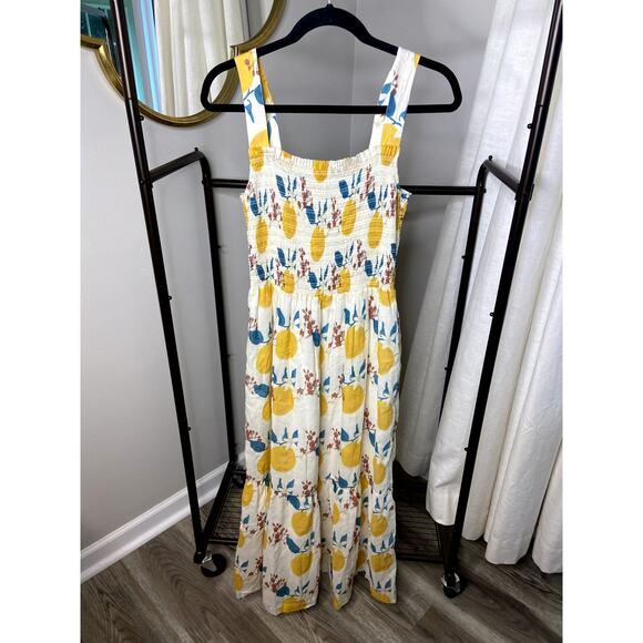 Trovata Birds of Paradis Lemon Print Smocked Dress size S small - Picture 1 of 4